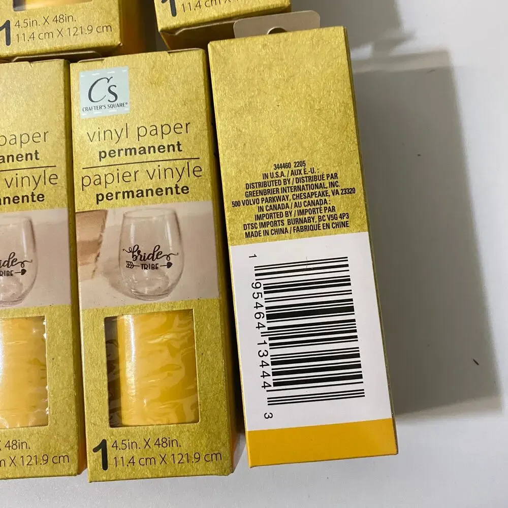 15 Yellow Glossy Crafter's Square Vinyl Paper Permanent 4.5in x 48in New